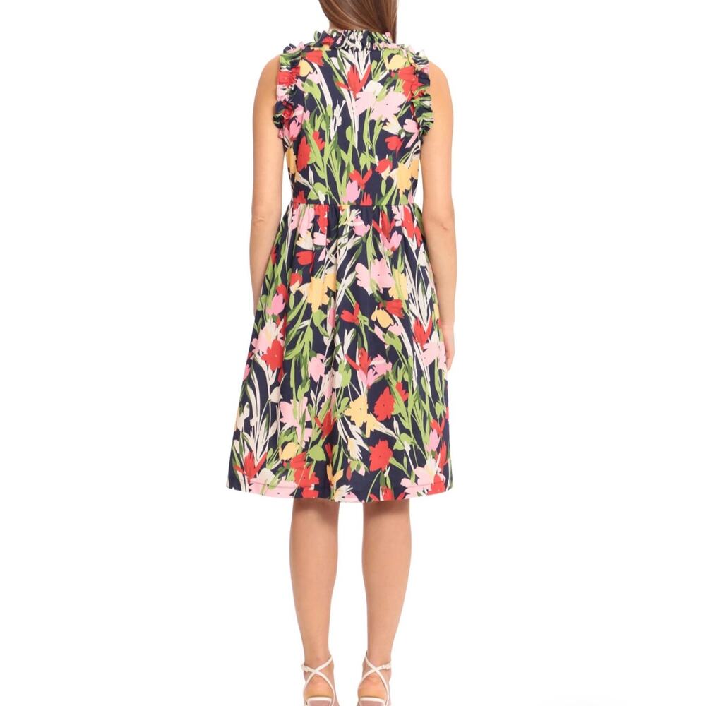 Maggy London | Ruffle Details Stretch Cotton Trapeze Dress | size 6 - Picture 6 of 6